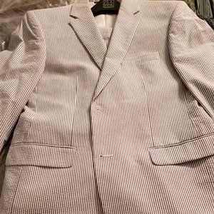 Men's Blue&White Searsucker Suit